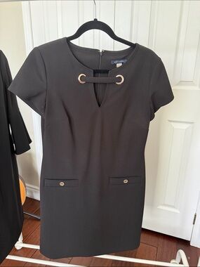 Tommy Hilfiger Black Mini Shift Dress with Gold Hardware
